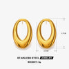 Stainless Steel Geometric Oval Hiphop Cut Out Electroplated Women's Earrings