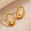 Stainless Steel Geometric Oval Hiphop Cut Out Electroplated Women's Earrings