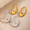 Stainless Steel Geometric Oval Hiphop Cut Out Electroplated Women's Earrings