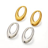 Stainless Steel Geometric Oval Hiphop Cut Out Electroplated Women's Earrings