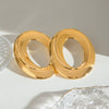 Stainless Steel Geometric Oval Hollow Electroplated Women's Earrings Jewelry