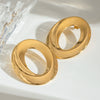 Stainless Steel Geometric Oval Hollow Electroplated Women's Earrings Jewelry
