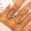 Stainless Steel Geometric Oval Hollow Open Baroque Ring Electroplated For Women