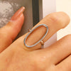 Stainless Steel Geometric Oval Hollow Open Baroque Ring Electroplated For Women