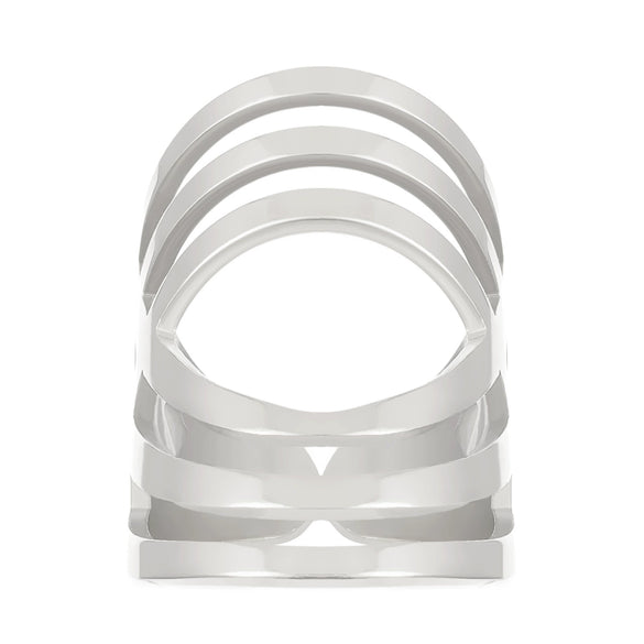Stainless Steel Geometric Oval Hollow Open Baroque Ring Electroplated For Women