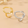 Stainless Steel Geometric Oval Hollow Open Baroque Ring Electroplated For Women