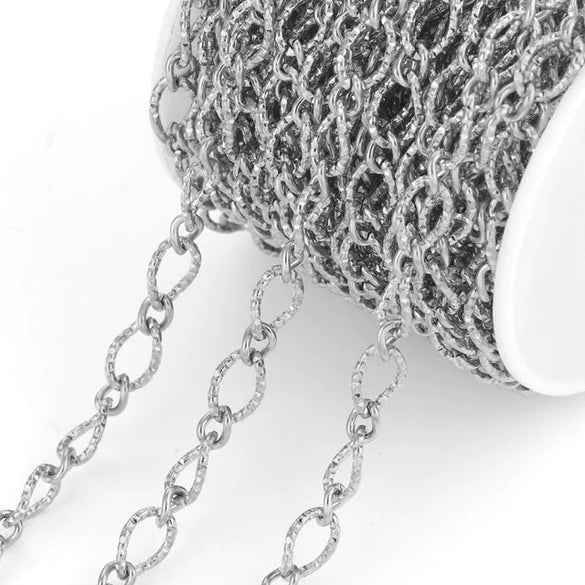 Stainless Steel Geometric Oval Knot Chain Jewelry Accessories With Totem Pattern And Electroplating For Diy Necklace Bracelet Hiphop Style