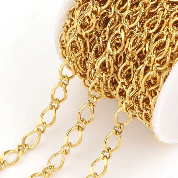 Stainless Steel Geometric Oval Knot Chain Jewelry Accessories With Totem Pattern And Electroplating For Diy Necklace Bracelet Hiphop Style