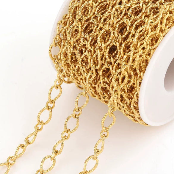 Stainless Steel Geometric Oval Knot Chain Jewelry Accessories With Totem Pattern And Electroplating For Diy Necklace Bracelet Hiphop Style