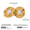 Stainless Steel Geometric Oval Pleated Earrings With Electroplating For Women