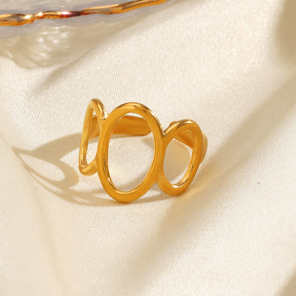Stainless Steel Geometric Oval Ring For Women Electroplated Hiphop Style