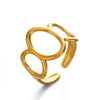 Stainless Steel Geometric Oval Ring For Women Electroplated Hiphop Style