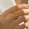 Stainless Steel Geometric Oval Ring For Women Electroplated Hiphop Style