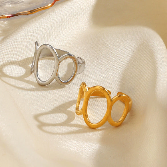 Stainless Steel Geometric Oval Ring For Women Electroplated Hiphop Style