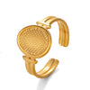 Stainless Steel Geometric Oval Ring For Women With Oil Pressure Treatment