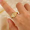 Stainless Steel Geometric Oval Ring For Women With Oil Pressure Treatment