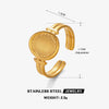 Stainless Steel Geometric Oval Ring For Women With Oil Pressure Treatment