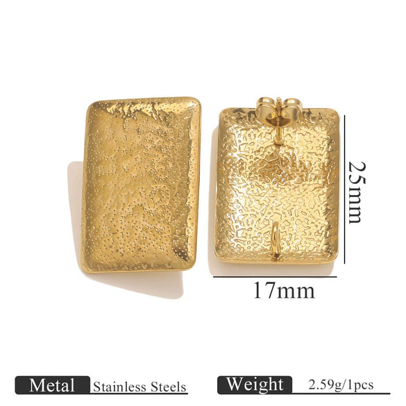 Stainless Steel Geometric Oval Stud Earrings Electroplating Handmade Jewelry