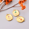 Stainless Steel Geometric Oval Sunflower Relief Jewelry Accessories Diy Earrings Pendant Flower Pendant Electroplated