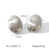 Stainless Steel Geometric Oval Wiredrawing Texture Electroplating Earrings For Women