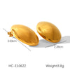 Stainless Steel Geometric Oval Wiredrawing Texture Electroplating Earrings For Women