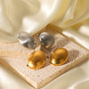 Stainless Steel Geometric Oval Wiredrawing Texture Electroplating Earrings For Women