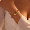 Stainless Steel Geometric Pattern Electroplated Cross Pendant Bracelet For Women