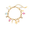 Stainless Steel Geometric Pattern Electroplated Cross Pendant Bracelet For Women