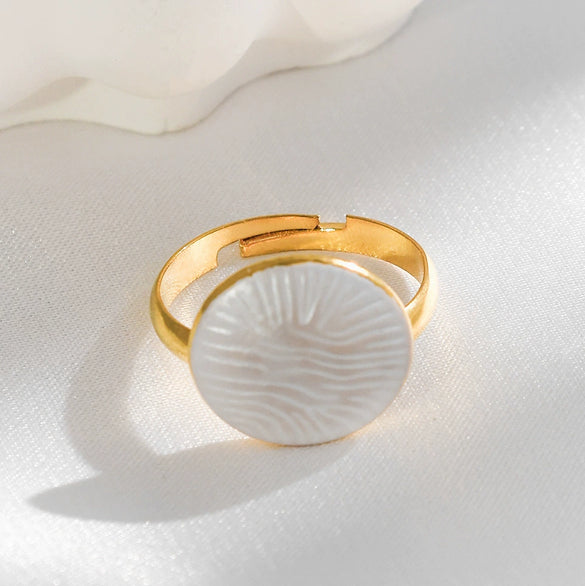 Stainless Steel Geometric Pattern Electroplated Love Opening Adjustable Ring For Women