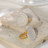 Stainless Steel Geometric Pattern Electroplated Love Opening Adjustable Ring For Women
