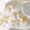 Stainless Steel Geometric Pattern Electroplated Love Opening Adjustable Ring For Women