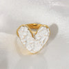 Stainless Steel Geometric Pattern Electroplated Love Opening Adjustable Ring For Women