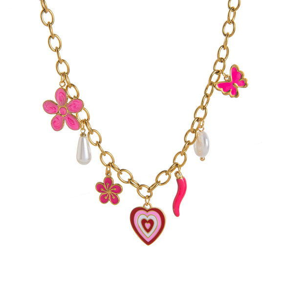 Stainless Steel Geometric Pattern Electroplated Pendant Braided Rope Necklace For Women