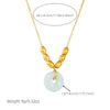Stainless Steel Geometric Pattern Gold Plated Oval Beaded O Word Chain Pendant Necklace Accessories