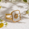 Stainless Steel Geometric Pattern Opening Ring Electroplated Women's Jewelry