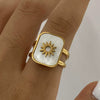 Stainless Steel Geometric Pattern Opening Ring Electroplated Women's Jewelry