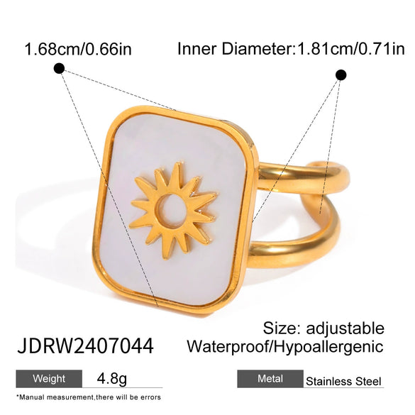 Stainless Steel Geometric Pattern Opening Ring Electroplated Women's Jewelry