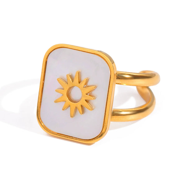 Stainless Steel Geometric Pattern Opening Ring Electroplated Women's Jewelry