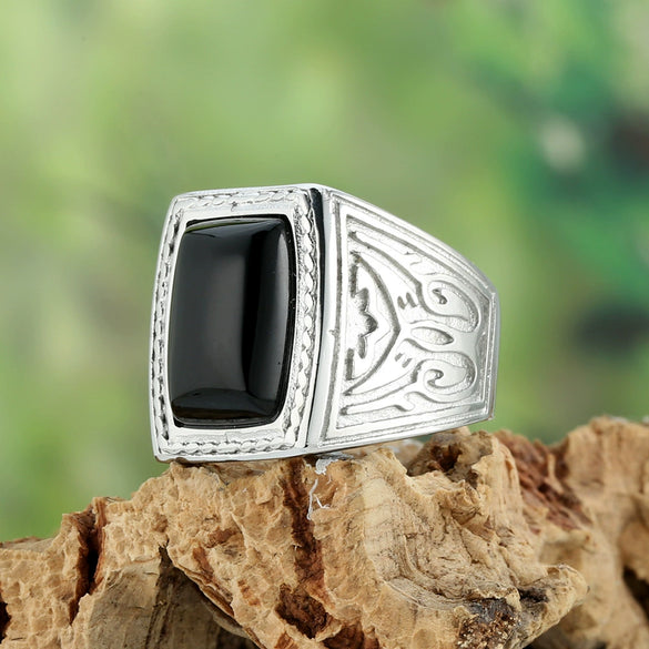 Stainless Steel Geometric Pattern Polish Ring For Women And Unisex