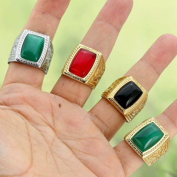 Stainless Steel Geometric Pattern Polish Ring For Women And Unisex