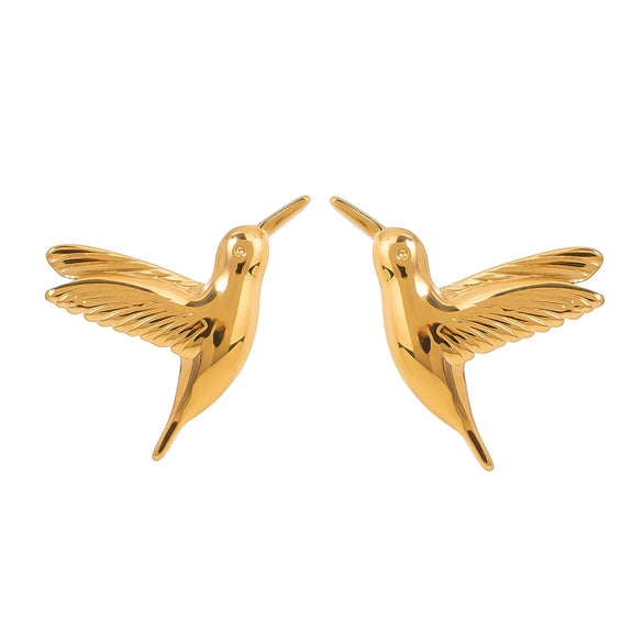 Stainless Steel Geometric Peace Dove Earrings Electroplated Simple Retro Style