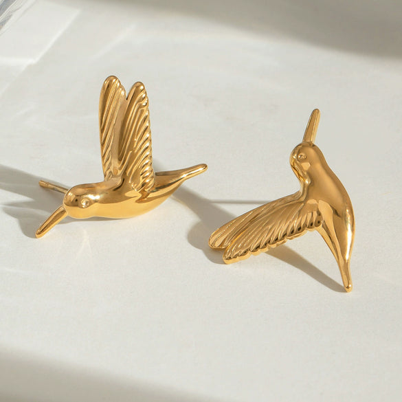 Stainless Steel Geometric Peace Dove Earrings Electroplated Simple Retro Style