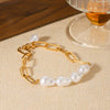 Stainless Steel Geometric Pearl Bracelet For Women With Electroplating Design
