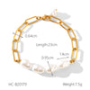 Stainless Steel Geometric Pearl Bracelet For Women With Electroplating Design