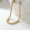 Stainless Steel Geometric Pearl Chain Necklace With Pendant Light Luxury Style Polishing Electroplating
