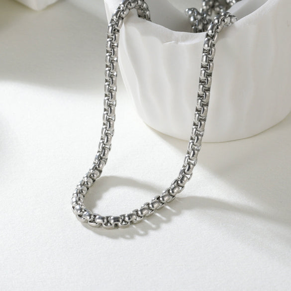 Stainless Steel Geometric Pearl Chain Necklace With Pendant Light Luxury Style Polishing Electroplating