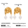 Stainless Steel Geometric Pearl Earrings Electroplated Minimalist Style