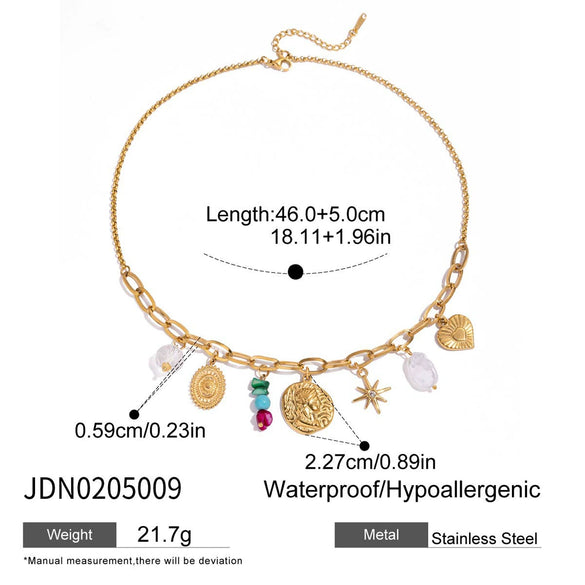Stainless Steel Geometric Pearl Oil Dripping Cherry Pendant Necklace Jewelry With Electroplating And Original Design For Women