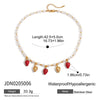 Stainless Steel Geometric Pearl Oil Dripping Cherry Pendant Necklace Jewelry With Electroplating And Original Design For Women
