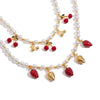 Stainless Steel Geometric Pearl Oil Dripping Cherry Pendant Necklace Jewelry With Electroplating And Original Design For Women